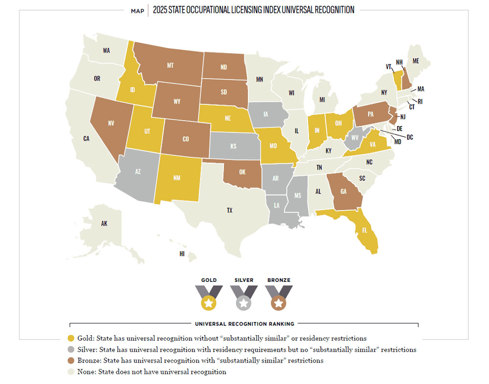 States with universal recognition map